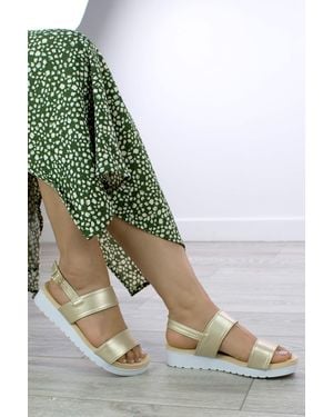 AJVANI Low Wedge Heel Flatform Strappy Sandals - Green
