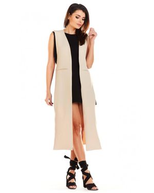 Love Lace Relaxed Lined Elegant Gilet With Belt - Natural
