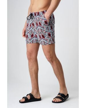 Influence Abstract Print Elasticated Shorts - Blue