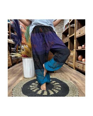 KDMD Himalayan Print Yoga & Festival Trousers 100% Cotton - Blue