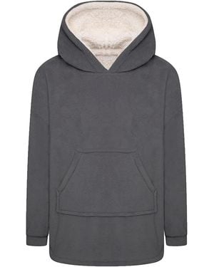 Smart Living Oversized Coral Fleece Blanket Hoodie For Warmth & Comfort - Grey