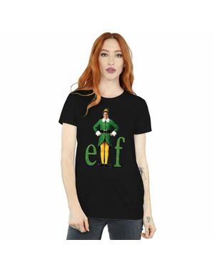 Elf Buddy Logo Cotton Boyfriend T-Shirt - Black