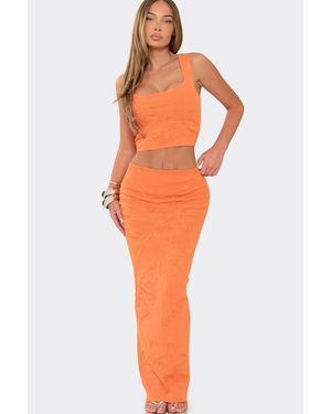 EGO Knit Low Rise Maxi Skirt - Orange