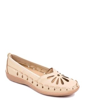 Chums Slip On Shoe With Cut Out Design & Cushioned Insole - Natural