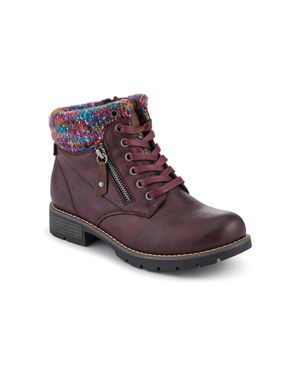 Pavers Knitted Cuff Ankle Boots - Purple