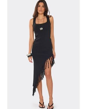 EGO Sleeveless Asymmetric Hem Knit Maxi Dress - Blue