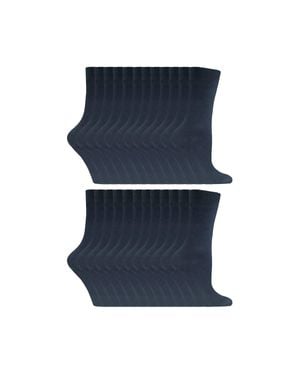 Sock Snob 24 Pairs Plain Cotton Rich Dress Socks - Blue