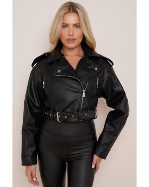 Stylewise Faux Leather Belted - Black