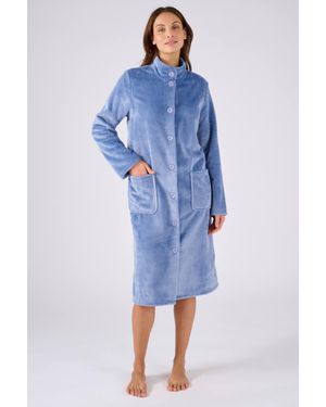 DAMART Dressing Gown Thermolactyl Embossed 100% Polyester 107Cm Length - Blue