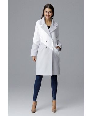 Love Lace Two Tone Turn Up Collar Snap Coat - Grey