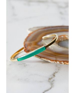 Otis Jaxon London Plated Onyx Sterling Adjustable Gemstone Bangle - Metallic