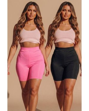 Femme Luxe High Waisted Cycling Shorts 2 Pack - Pink