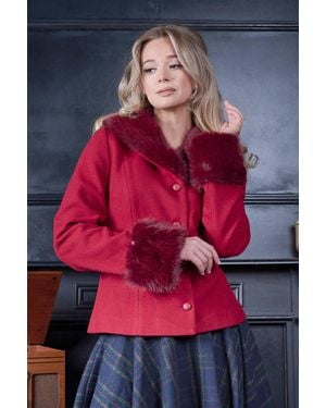 Banned Retro Rea Faux Fur Jacket - Grey
