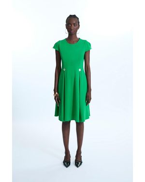 James Lakeland Cap Sleeve Button Midi Dress - Green