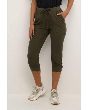 Kaffe Naya Capri Cropped Trousers - Green