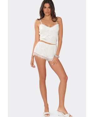 EGO Lace Trim Mini Shorts - White
