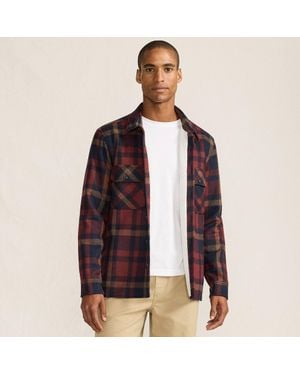Lands' End Borg Lined Checked Shacket - Red