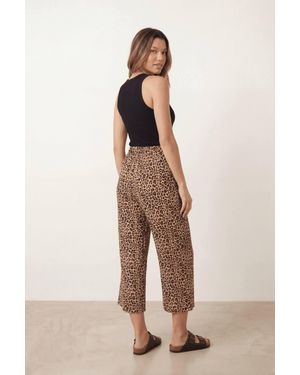Style Cheat Animal Print High Rise Cropped Wide Leg Trousers - Natural