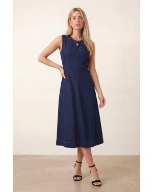 Style Cheat Denim Midi Dress - Blue