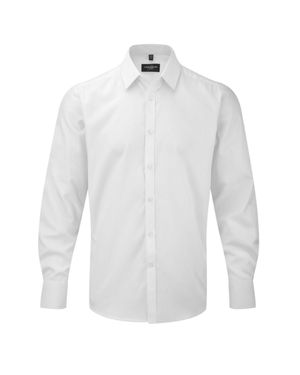 Russell Collection Herringbone Long-Sleeved Formal Shirt - White