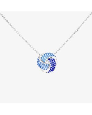 T.H.Baker Rhodium Plated Pave Cubic Zirconia Knot Necklace 8.14.8010 - Blue