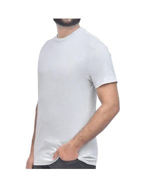 Smart Living 100% Cotton Crew Neck Short Sleeve T-Shirt Casual Plain Tee - White