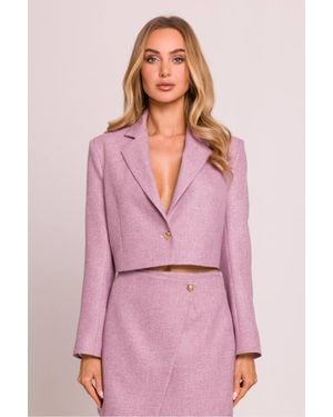 Love Lace Everyday Collared Lined Blazer With Buttons - Pink