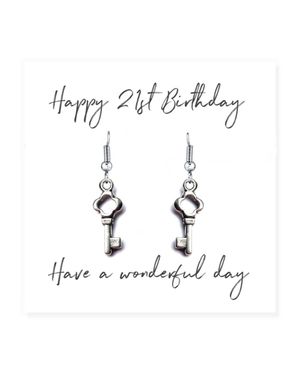 Aye Do Gifts Happy 21St Birthday Earrings & Gift Card - White