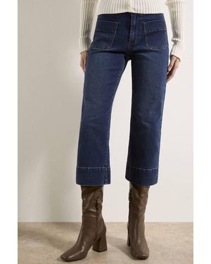Apricot Ani Cropped Cotton Blend Flare Jeans - Blue