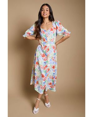 Dorothy Perkins Petite Button Through Midi Dress - Brown
