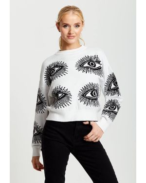 Liquorish Eye Pattern Jumper - Grey