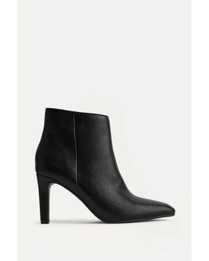 Linzi Handled Faux Leather Heeled Ankle Boots - Black