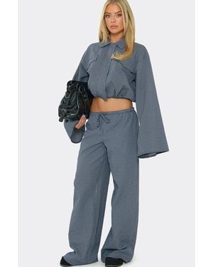EGO Wide Leg Low Rise Trousers - Blue