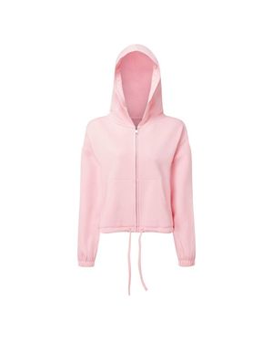 Tridri Drawstring Oversized Full Zip Hoodie - Pink