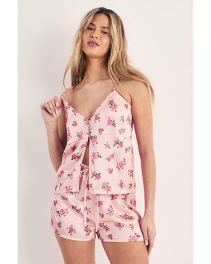 Nasty Gal Floral Cami Shorts Set - Pink