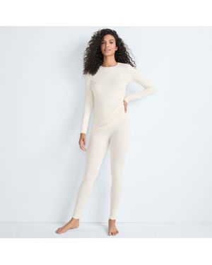 Lands' End Cosy Thermaskin Crew Neck Thermal Top - White