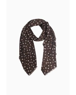 SARTA Small Sketch Heart Print Lightweight Scarf - Black