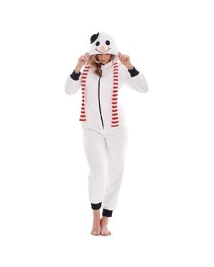 Keanu Snowman Fleece Jumpsuit - Red