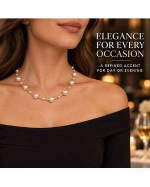 BluCore Pearl-Effect Bead Necklace With-Tone Chain - Black