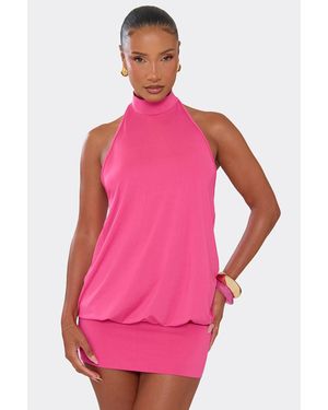 EGO Sleeveless Open Back Mini Dress - Pink