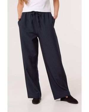 Blue Vanilla Elasticated Waist Pinstripe Trousers - Blue
