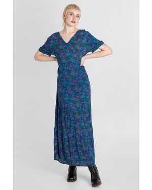 Enorsia Paisley Tiered Maxi Dress - Blue