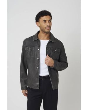 Brave Soul Faux Leather Button Through Shacket - Grey