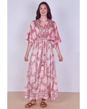ELAINA FASHION Boho Paisley Maxi Dress - Pink