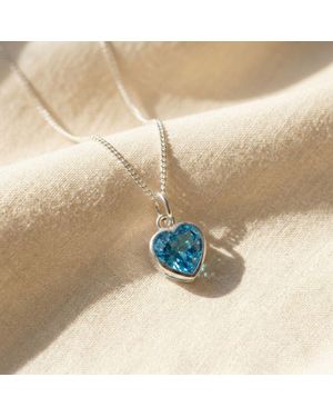 Harfi Mini Heart Aquamarine March Birthstone Necklace - Natural