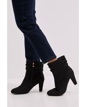 Dorothy Perkins Wide Fit Ally Faux Suede Ruched High Heeled Ankle Boots - Blue
