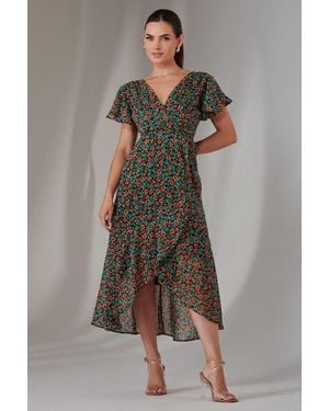 Jolie Moi Petite High Low Midaxi Dress - Brown