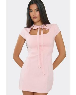 EGO Cap Sleeve Tie Mini Dress - Pink