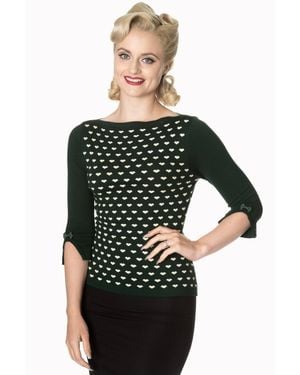 Banned Retro Rules Of The Heart Jersey Top-Forest - Black