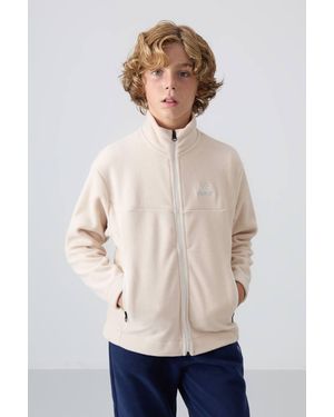 TOMMY LIFE Youth Zipper Collar Sweatshirt - Natural